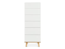 Load image into Gallery viewer, Hudson Wooden Slim Tallboy 6 Drawers - White