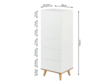 Load image into Gallery viewer, Hudson Wooden Slim Tallboy 6 Drawers - White