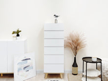 Load image into Gallery viewer, Hudson Wooden Slim Tallboy 6 Drawers - White