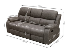 Load image into Gallery viewer, Wilson Manual 3 Seater Recliner Sofa - Brown
