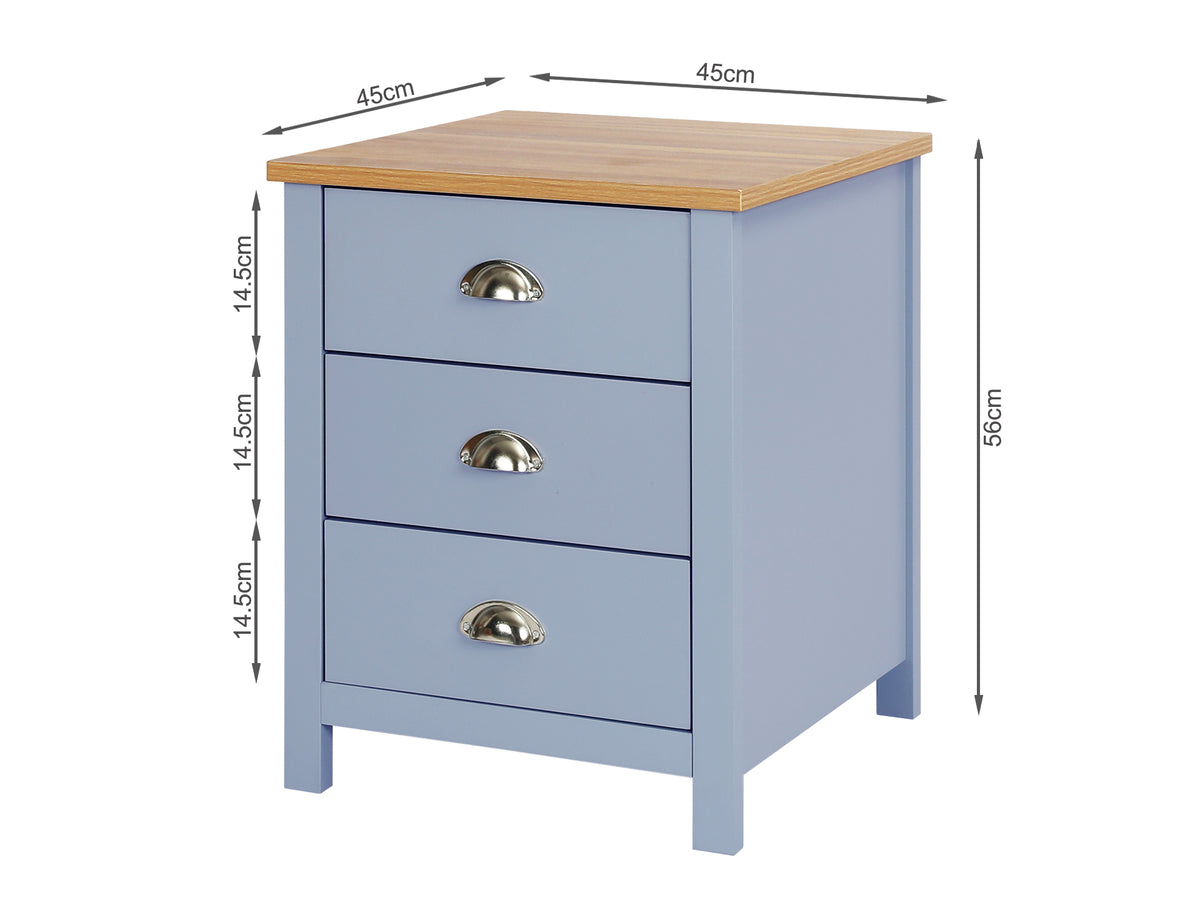 23091 - Atlas Wooden Bedside Table - Blue Grey - Betalife