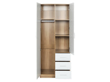 Load image into Gallery viewer, Harris 2 Door Wardrobe with 3 Drawers - Oak+White At Betalife
