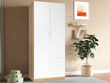 Load image into Gallery viewer, Harris 2 Door Wardrobe with 3 Drawers - Oak+White
