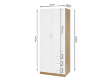 Load image into Gallery viewer, Harris 2 Door Wardrobe with 3 Drawers - Oak+White

