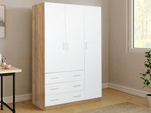 Load image into Gallery viewer, Harris 3 Door Wardrobe with 3 Drawers - Oak+White
