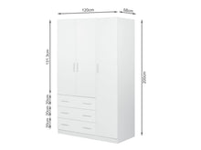 Load image into Gallery viewer, Tongass 3 Door Wardrobe with 3 Drawers - White