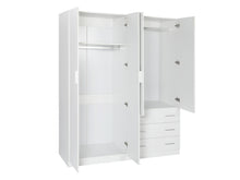Load image into Gallery viewer, Tongass 4 Door Wardrobe with 3 Drawers - White

