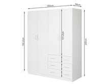 Load image into Gallery viewer, Tongass 4 Door Wardrobe with 3 Drawers - White
