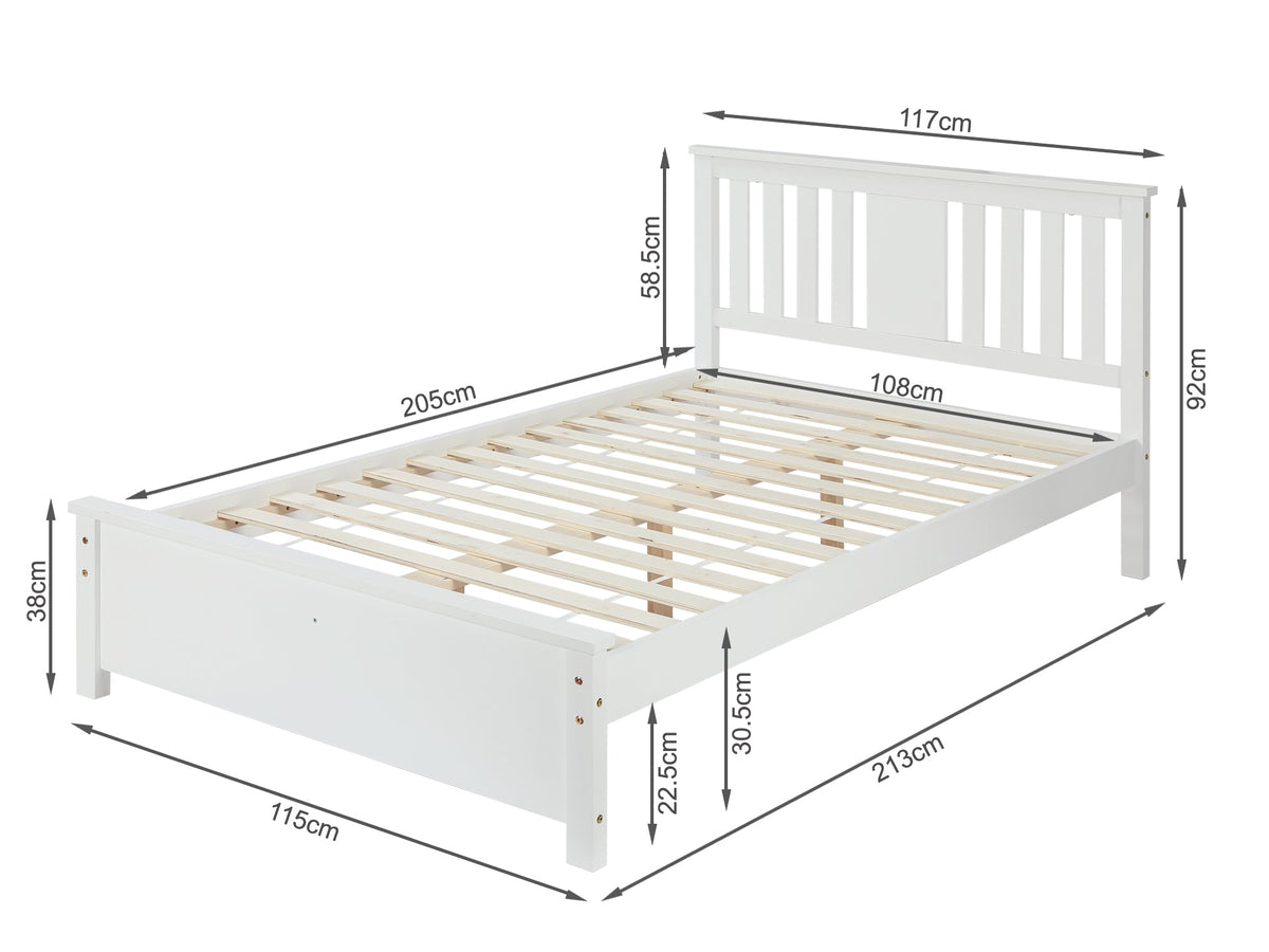 Castor King Single Wooden Bed Frame - White