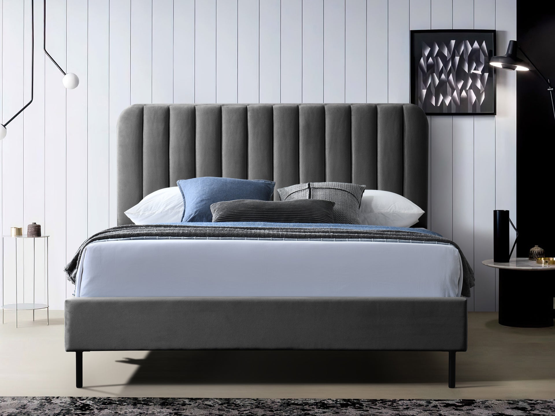 Charcoal velvet deals bed