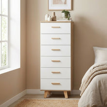 Load image into Gallery viewer, Alton Slim Tallboy 6 Drawers - Natural + White