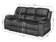 Load image into Gallery viewer, Wilson Manual 3 Seater Recliner Sofa - Black
