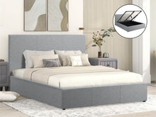 Load image into Gallery viewer, Carbine Queen Gas Lift Storage Bed Frame - Light Grey
