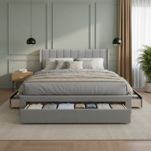 Load image into Gallery viewer, Hopkins Super King Bed Frame with Storage - Light Grey
