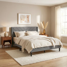 Load image into Gallery viewer, Bassie Double Bed Frame - Light Grey