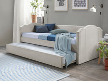 Load image into Gallery viewer, Castle Single Velvet Trundle Bed Frame - Beige
