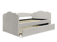 Load image into Gallery viewer, Castle Single Velvet Trundle Bed Frame - Beige

