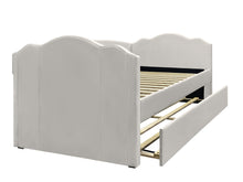 Load image into Gallery viewer, Castle Single Velvet Trundle Bed Frame - Beige
