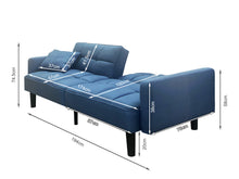 Load image into Gallery viewer, Boston 3 Seater Sofa Bed - Steel Blue
