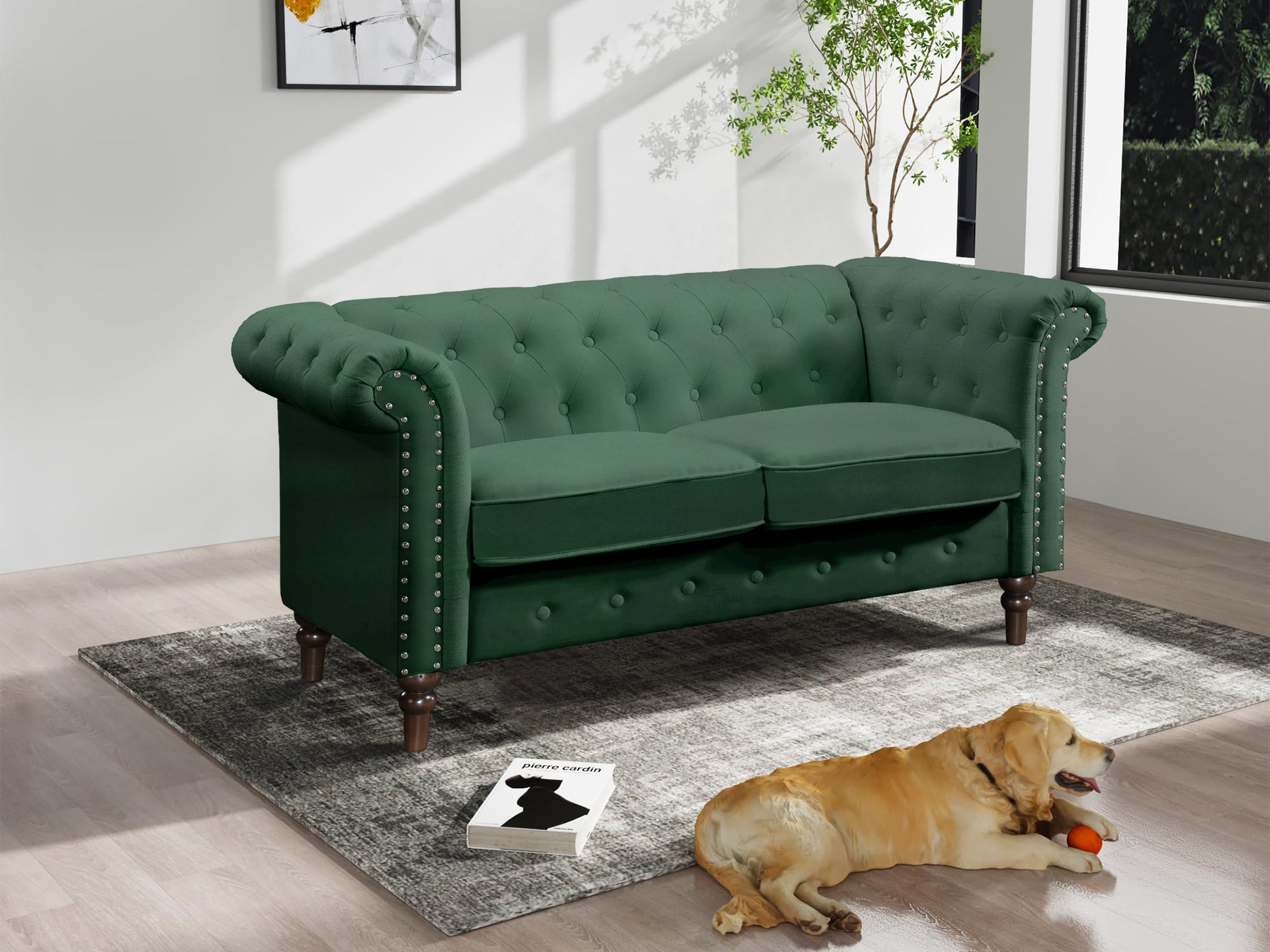 Chesley Velvet 2 Seater Sofa Green