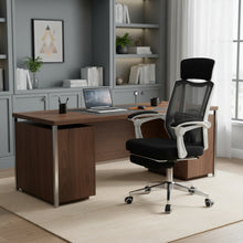 Load image into Gallery viewer, Melissa Office Chair with Footrest - Black + White