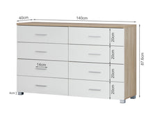Load image into Gallery viewer, Bram Low Boy 8 Drawer Chest Dresser - Oak + White

