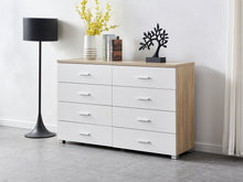 Load image into Gallery viewer, Bram Low Boy 8 Drawer Chest Dresser - Oak + White
