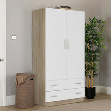 Load image into Gallery viewer, Bram 2 Door Wardrobe with 2 Drawers - Oak + White