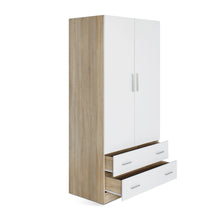 Load image into Gallery viewer, Bram 2 Door Wardrobe with 2 Drawers - Oak + White