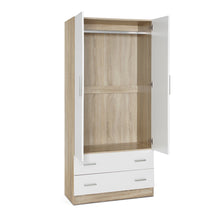 Load image into Gallery viewer, Bram 2 Door Wardrobe with 2 Drawers - Oak + White