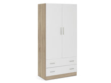 Load image into Gallery viewer, Bram 2 Door Wardrobe with 2 Drawers - Oak + White
