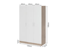 Load image into Gallery viewer, Bram 3 Door Wardrobe Cabinet - Oak + White
