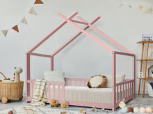 Load image into Gallery viewer, Minto Single Wooden House Bed Frame - Pink
