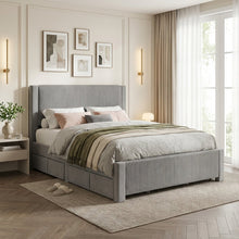 Load image into Gallery viewer, Gower Double Fabric Bed Frame with 4 Drawers - Grey