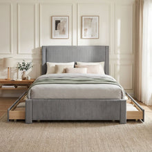 Load image into Gallery viewer, Gower Double Fabric Bed Frame with 4 Drawers - Grey