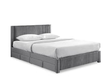 Load image into Gallery viewer, Gower Super King Fabric Bed Frame with 4 Drawers - Grey