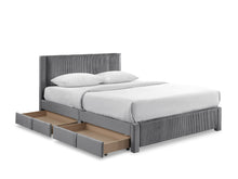 Load image into Gallery viewer, Gower Super King Fabric Bed Frame with 4 Drawers - Grey