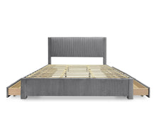 Load image into Gallery viewer, Gower Super King Fabric Bed Frame with 4 Drawers - Grey