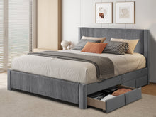 Load image into Gallery viewer, Gower Super King Fabric Bed Frame with 4 Drawers - Grey