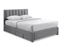 Load image into Gallery viewer, Columbia Double Fabric Bed Frame with 4 Drawers - Grey