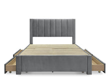 Load image into Gallery viewer, Columbia Double Fabric Bed Frame with 4 Drawers - Grey