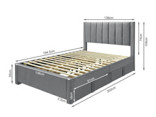 Load image into Gallery viewer, Columbia Double Fabric Bed Frame with 4 Drawers - Grey