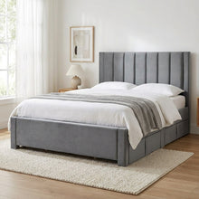 Load image into Gallery viewer, Columbia Double Fabric Bed Frame with 4 Drawers - Grey