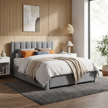 Load image into Gallery viewer, Columbia Double Fabric Bed Frame with 4 Drawers - Grey