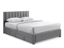 Load image into Gallery viewer, Columbia Queen Fabric Bed Frame with 4 Drawers - Grey
