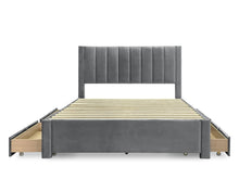 Load image into Gallery viewer, Columbia Queen Fabric Bed Frame with 4 Drawers - Grey
