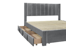 Load image into Gallery viewer, Columbia Queen Fabric Bed Frame with 4 Drawers - Grey
