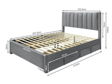 Load image into Gallery viewer, Columbia Queen Fabric Bed Frame with 4 Drawers - Grey
