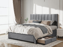 Load image into Gallery viewer, Columbia Queen Fabric Bed Frame with 4 Drawers - Grey
