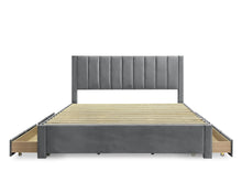 Load image into Gallery viewer, Columbia Super King Fabric Bed Frame with 4 Drawers - Grey